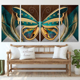 Butterfly wall decor prints, feather wall art, long large wall art oversized horizontal canvas painting