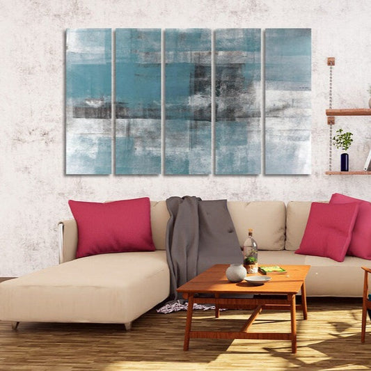 Printable blue wall art modern abstract extra large canvas minimalism paintings