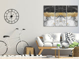 Black white and gold abstract oversized wall art, modern extra large canvas painting