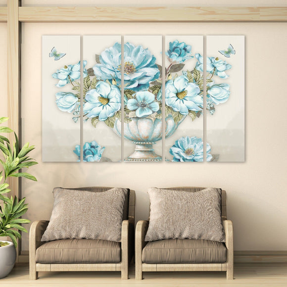 Art boho flowers wall art, botanical print canvas set flowers painting wide bathroom wall decor housewarming gift