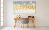 Multi panel abstract canvas, blue and yellow modern abstract painting, extra large canvas wall art