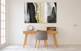 Black and gold abstract wall art, multi panel abstract canvas painting, dining room wall decor, extra large wall art