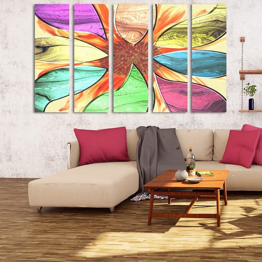 Modern abstract wall art, horizontal canvas print, huge painting, wall hanging decor, multi panel wall art