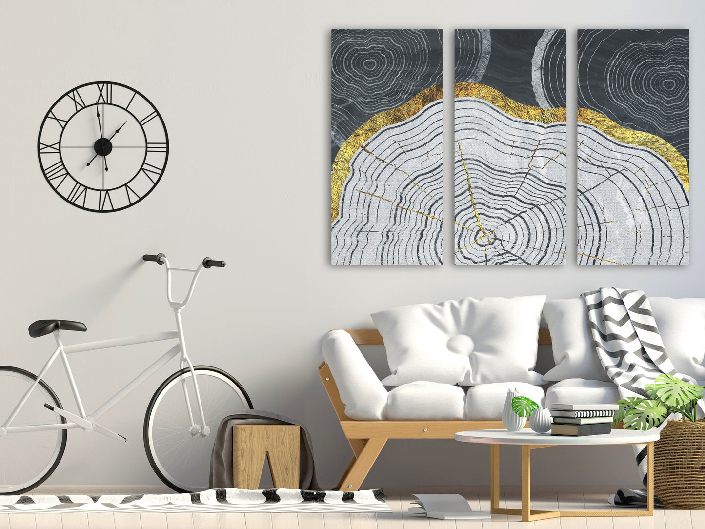 Gold and black abstract canvas wall art, modern paintings, oversize wall art for bedroom, living room, kitchen, office