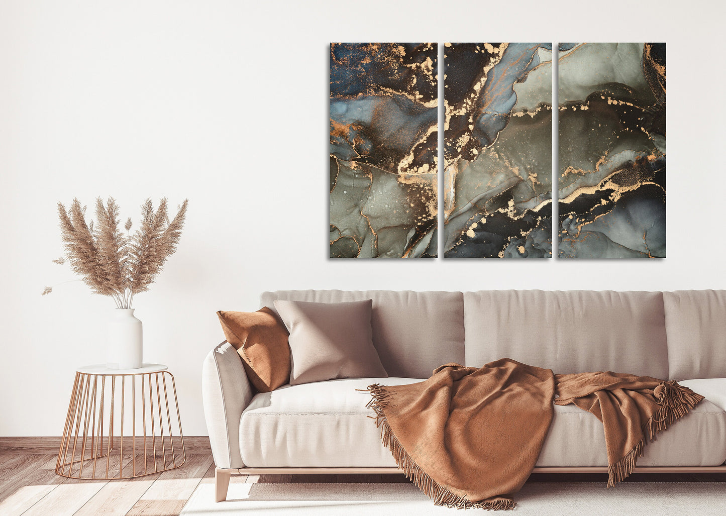 Abstract gold and black canvas wall art, marble wall decor canvas, abstract paintings, multi panel wall art, marble canvas