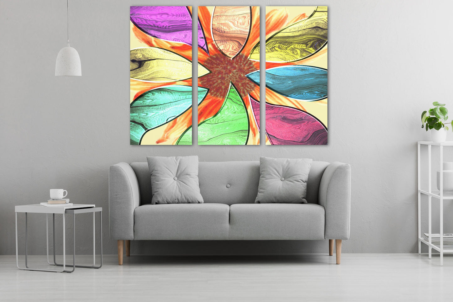 Modern abstract wall art, horizontal canvas print, huge painting, wall hanging decor, multi panel wall art