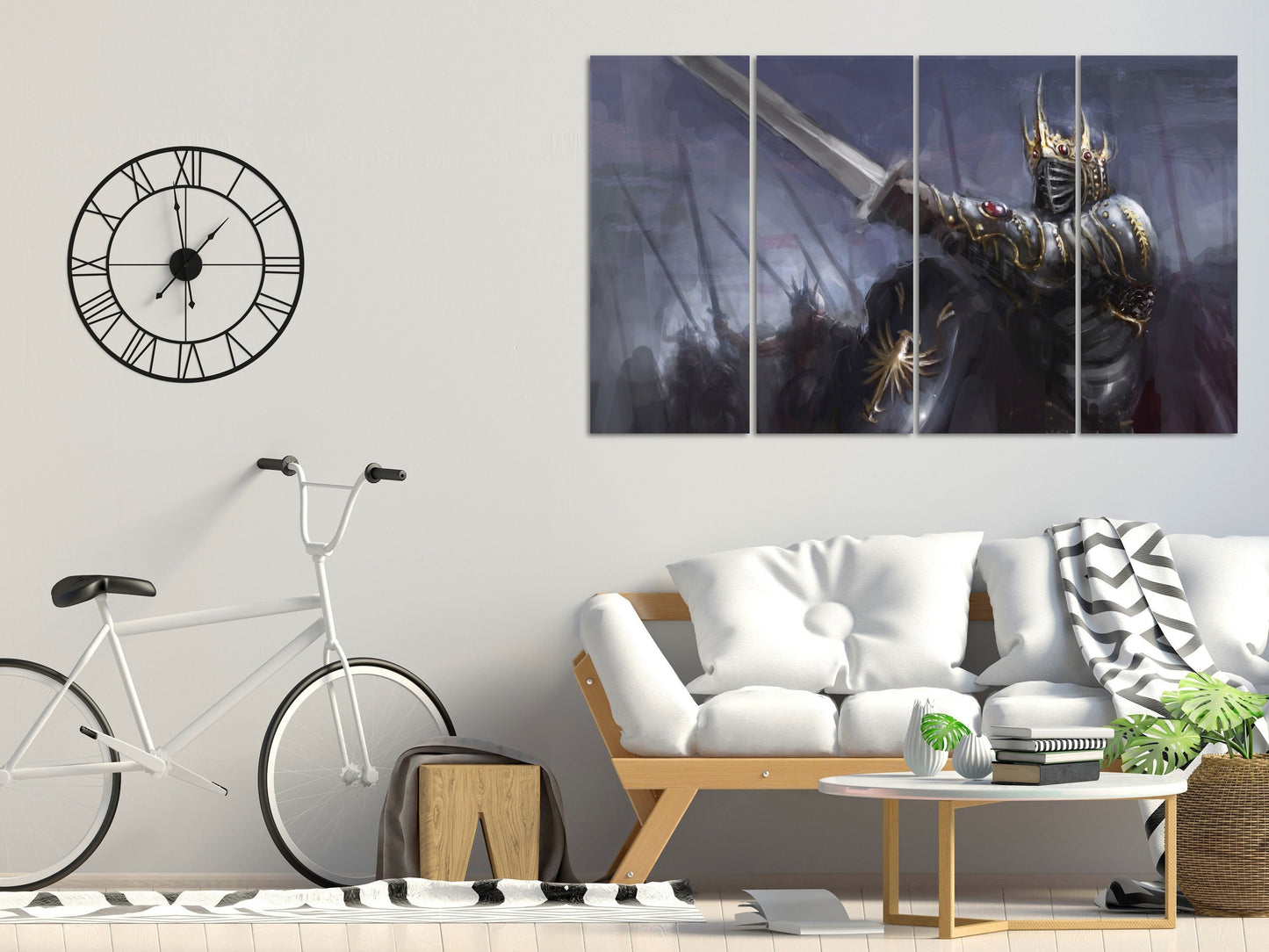 Knight wall art, anime canvas painting, nursery wall decor, sword art, fantasy art print, dark fantasy wall art, knight poster