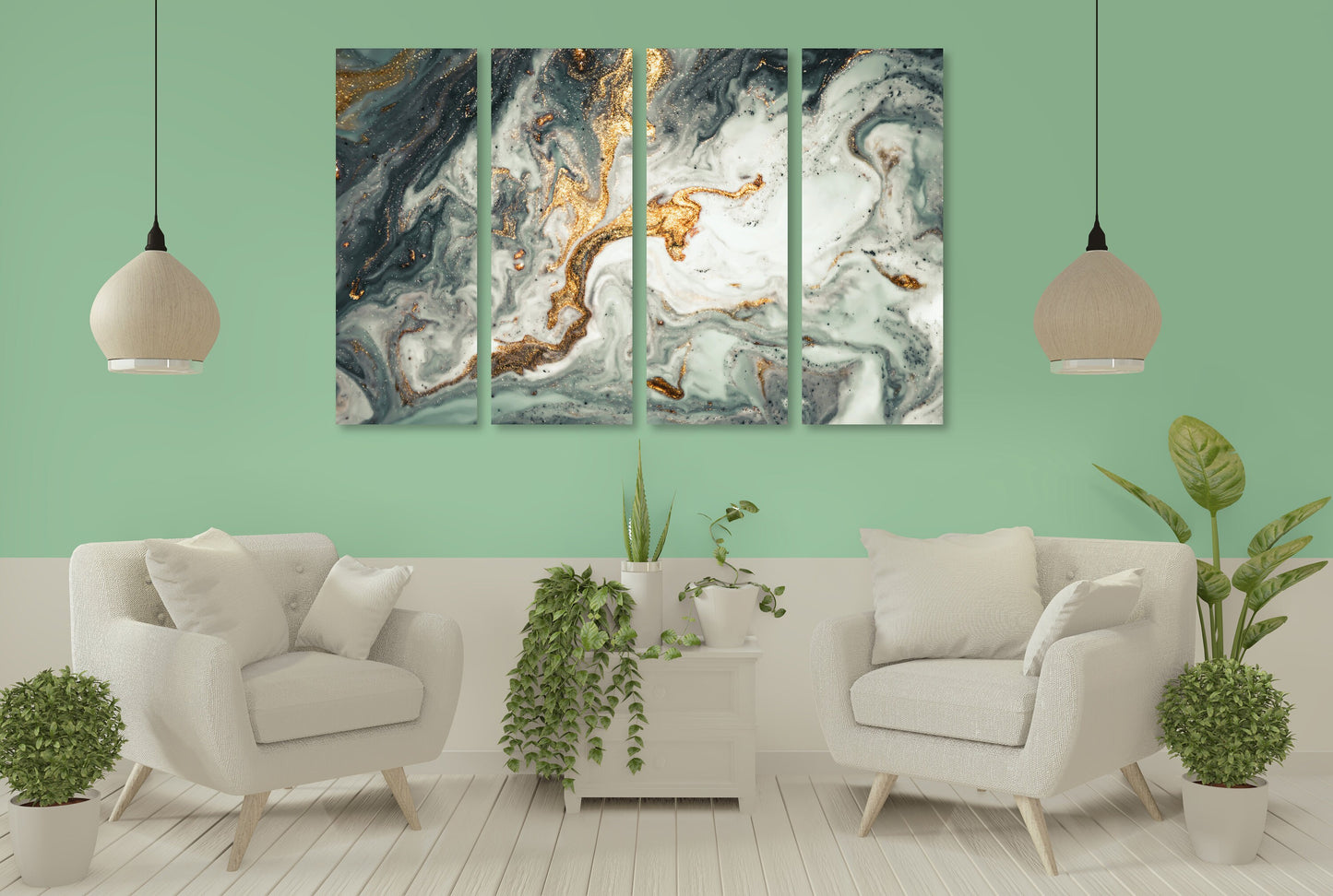 Abstract canvas wall art, gold and black marble wall decor canvas, abstract paintings, multi panel wall art, marble canvas