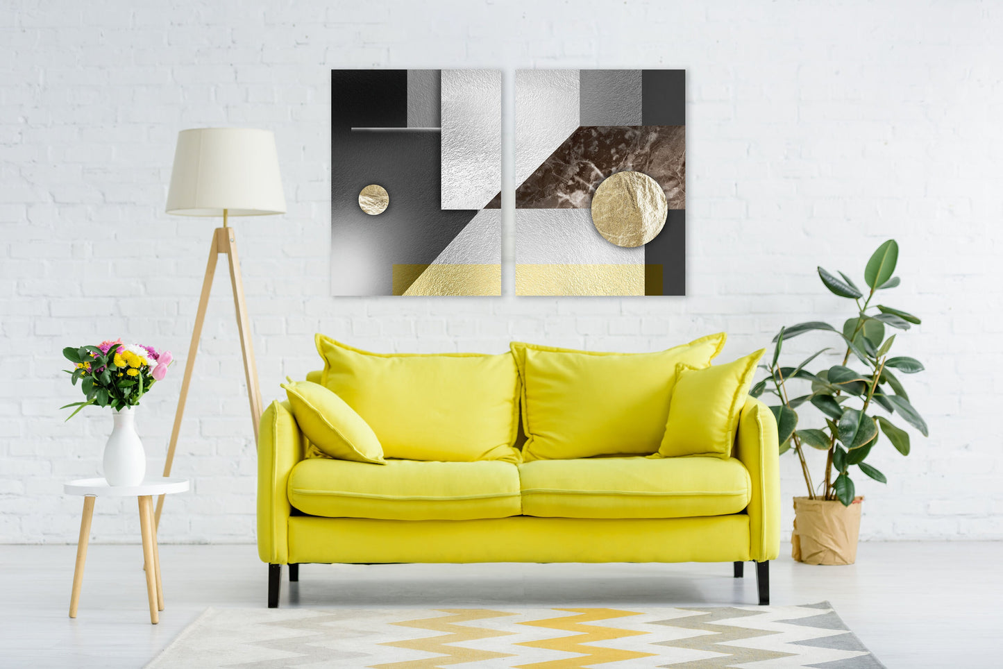 Gray and gold wall art, marble minimalism abstract wall art, geometric art print, trend wall decor, extra large canvas painting
