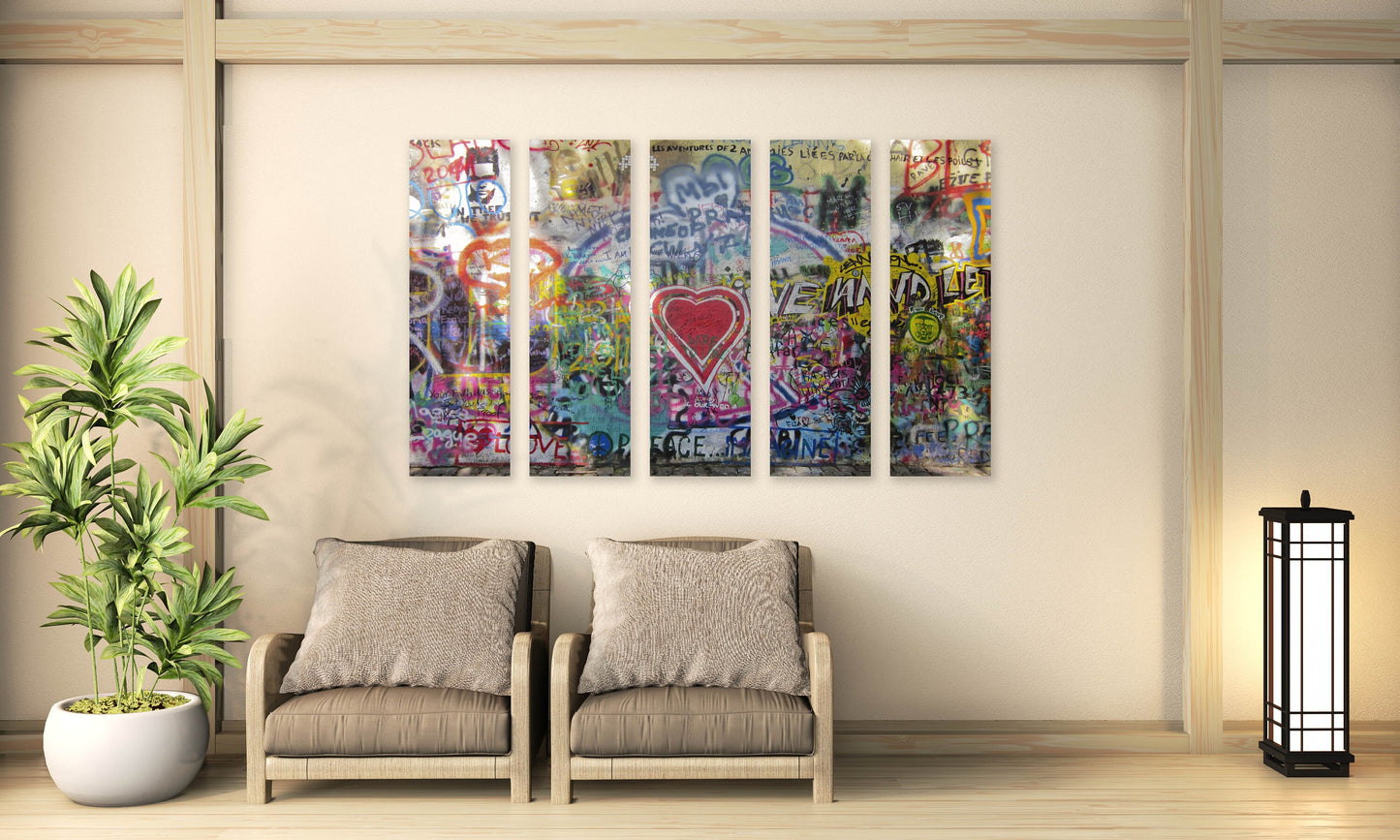 Abstract street art canvas, love paintings, graffiti wall art canvas paintings, trendy wall art, graffiti poster, red heart wall art