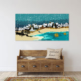 Sailboat wall art, seascape painting, blue gold wall art, travel prints large nature wall art sea, multi panel canvas