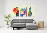 Gay male wall art, gay couple poster, love paintings, heart wall decor, multi panel canvas wall art