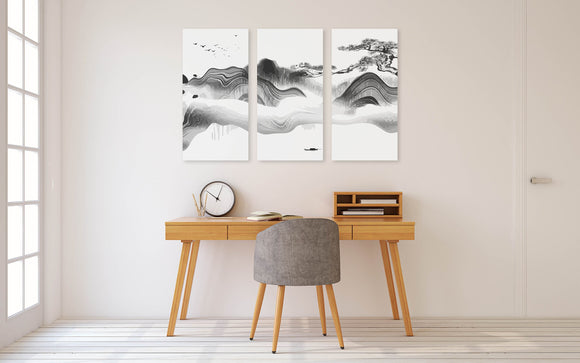Rocks and mountains wall art, mountains canvas painting, modern abstract canvas, black and white wall art