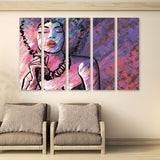 Trendy Black Afro woman canvas wall art  African american bright wall art multi panel extra large canvas art painting