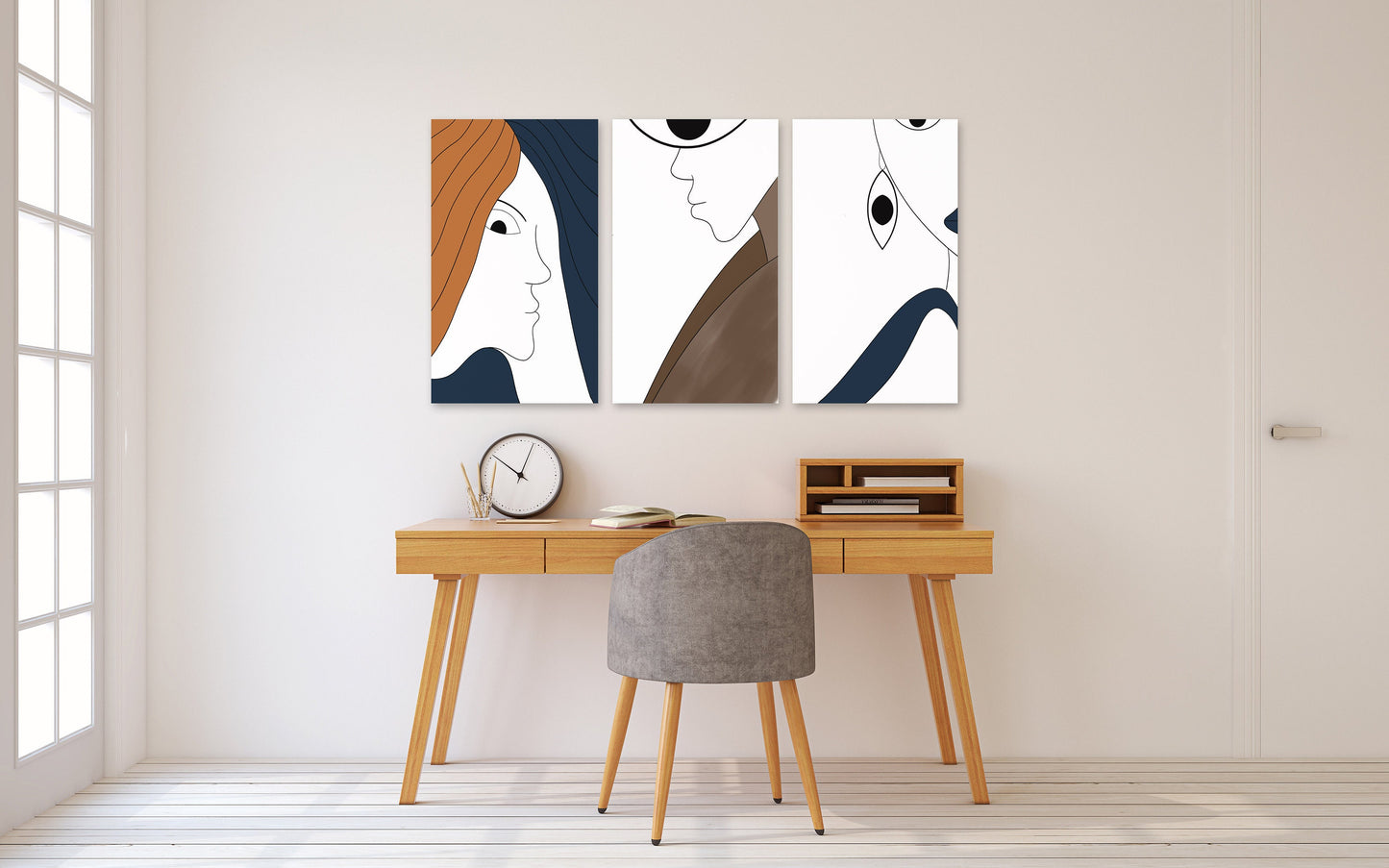 Framed faces modern 3 prints wall art abstract canvas home wall decor bedroom living room canvas paintings