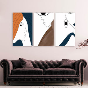 Framed faces modern 3 prints wall art abstract canvas home wall decor bedroom living room canvas paintings