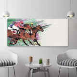 Horse racing art, horse wall art, amazing hand drawn horse paintings on canvas, canvas painting, decorative gift, fathers day gift