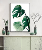 Three piece plant wall prints in floating frame, modern minimalist framed botanical artwork, original green printable set of 3 canvas arts
