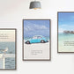 Set of 3 marine wall art in floating frame, nautical canvas three piece prints, blue framed artworck with inspiritual saing, seascape art