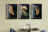 Set of 3 botanical wall prints, gold plants canvas art in floating frame, fashion gold canvas wall art, gold leaves framed printable artwork