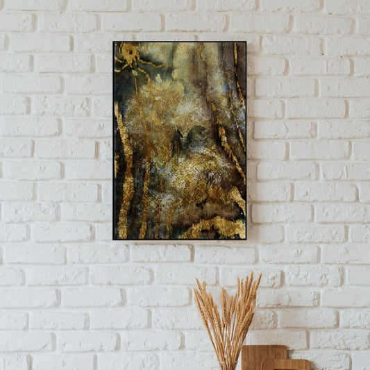 Abstract gold canvas print, extra large wall hanging decor, floater frame abstract wall art, minimalist print artwork in gold brown colors