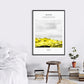 Mountains three piece framed wall art, abstract floater frame artwork, set of 3 landscape prints, yellow white framed wall hanging decor