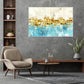 Large white blue canvas print, abstract floating frame wall art, minimalist housewarming artwork, abstract framed printable wall artwork