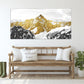 Golden mountain canvas wall art, gold floater frame printable artwork, large nature canvas print, landscape wall art, housewarming gift