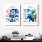 Abstract 3 piece canvas wall arts, framed blue printable artwork, set of three floater frame prints, three colorful framed artworks for home