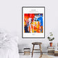 Colorful three piece canvas prints, abstract floating frame wall art, multi colored framed wall hanging decor, set of 3 printable artworks