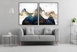 Blue mountains wall art, modern smoky mountains framed canvas wall hanging decor, extra large floater frame nature wall art home wall decor