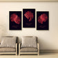 Set of 3 nature canvas prints, red leaves floating frame wall art, extra large botanical wall hanging decor, trendy three piece artwork