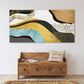 Large abstract floater frame wall art, colorful printable artwork, framed abstract golgen waves canvas artwork, living room hanging wall art