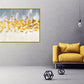 Abstract canvas wall art in floater frame, extra large blue gold hanging wall decor, modern framed printable canvas wall art for living room