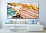 Marble floater frame wall art, large abstract printable artwork, modern colorful canvas print, framed living room art print, gift wall art