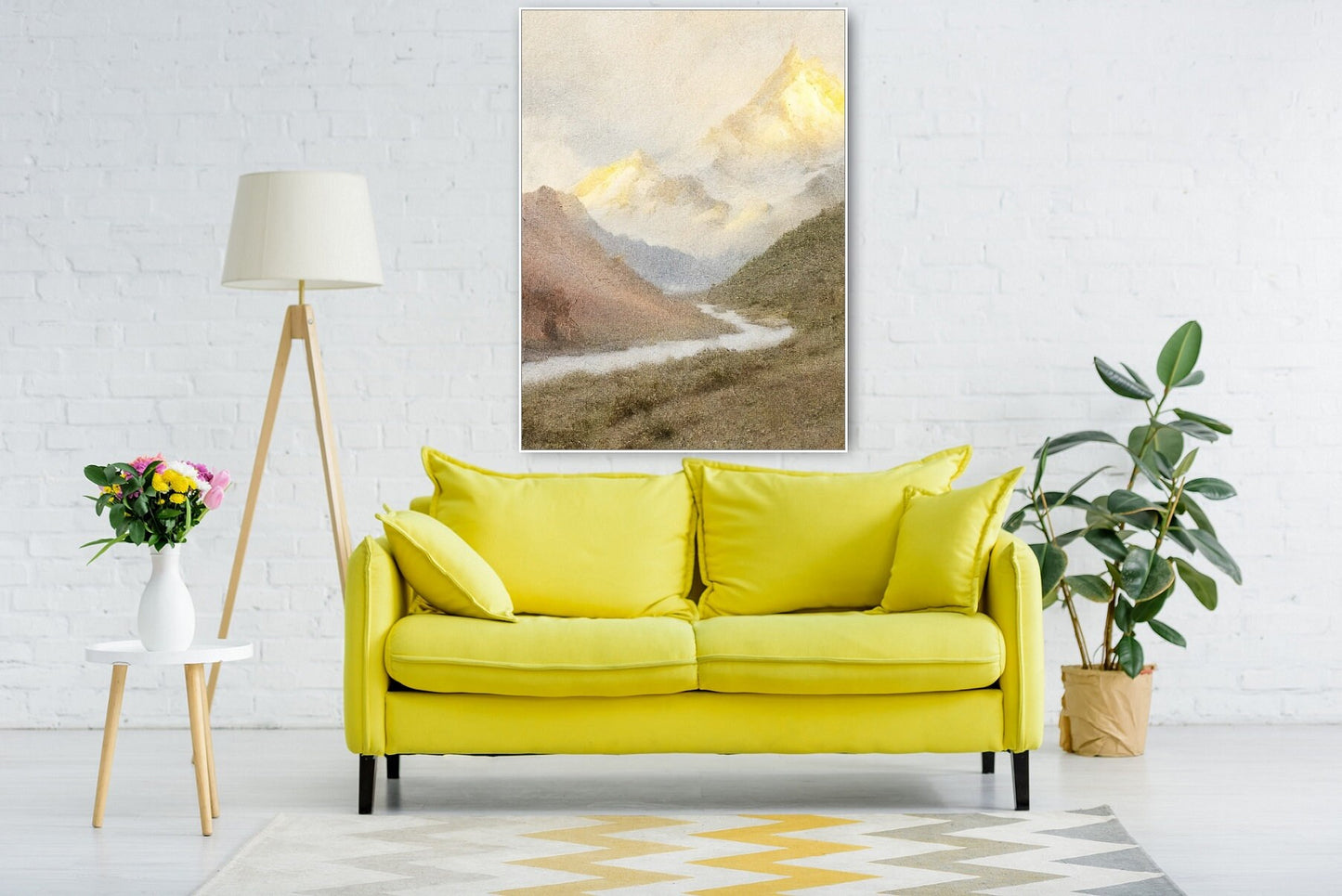 Large mountains wall art, floater frame nature canvas print, landscape hanging wall decor, printable artwork for living room, trendy gift