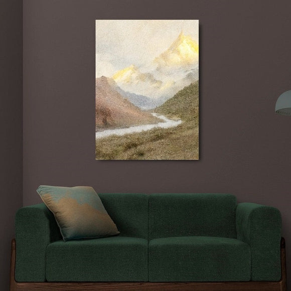 Large mountains wall art, floater frame nature canvas print, landscape hanging wall decor, printable artwork for living room, trendy gift