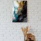 Abstract framed wall art, black gold hanging wall decor, printable floater frame artwork, dark bedroom wall art, large trendy canvas print