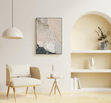 Abstract framed wall art, oil paint hanging wall decor, beige floating frame artwork, modern printable canvas wall art, living room artwork