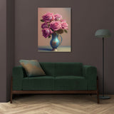 Floral framed canvas print, large pink flowers wall art, floater frame roses wall art, botanical artwork for bedroom, wall art for gift