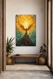 Large firebird canvas print, framed oil painting wall art, colorful hanging wall decor, floater frame bedroom artwork, bright gift wall art