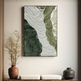 Abstract wall art, green floater frame canvas print, oil painting artwork, large printable wall art, hanging wall decor for living room