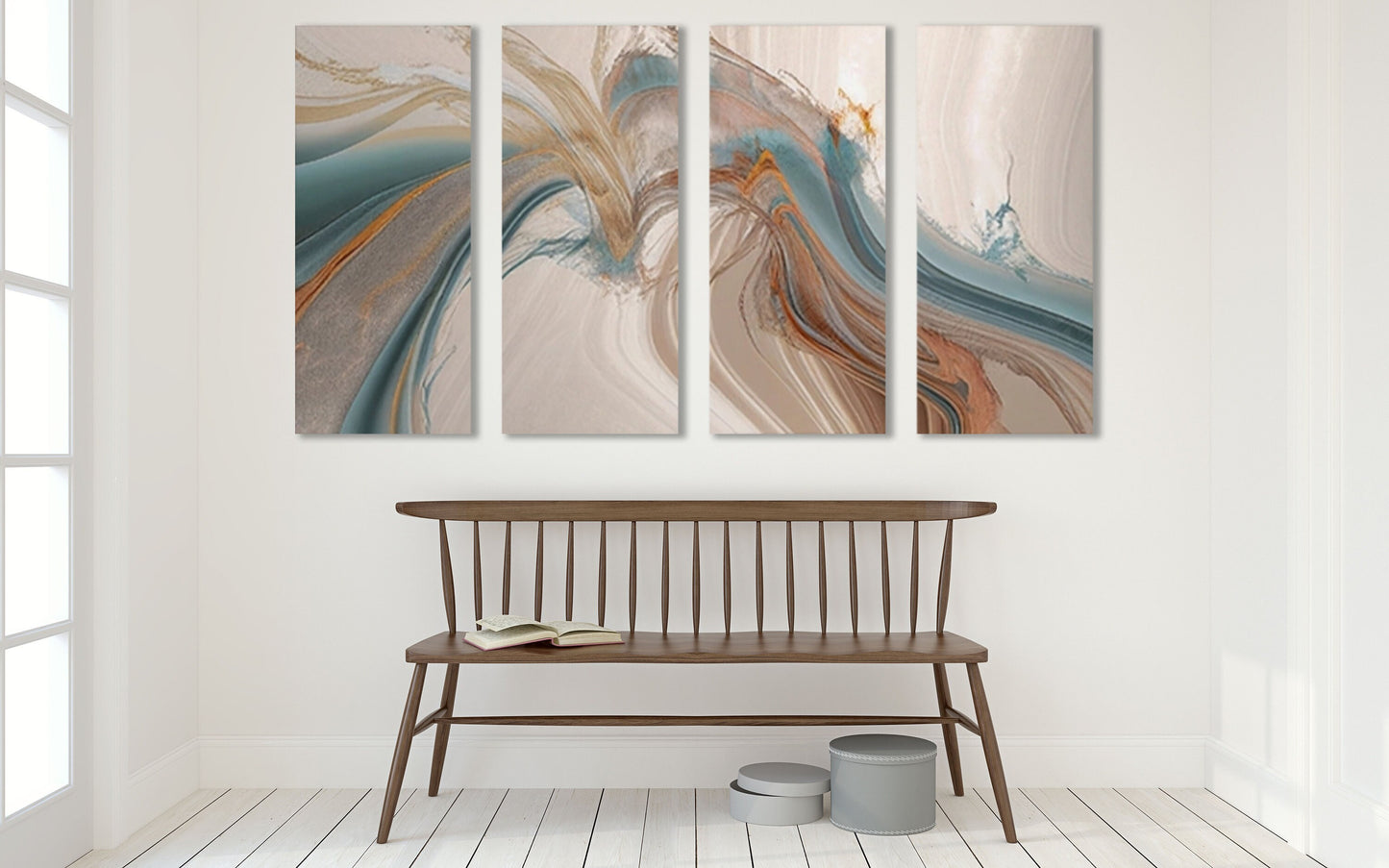 Large abstract wall art, multi piece wall hanging decor, set of three wave artworks, modern living room canvas print, housewarming gift