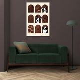 Animals canvas wall art, large framed dogs artwork, printable modern hanging wall decor, floater frame living room artwork, black dogs print