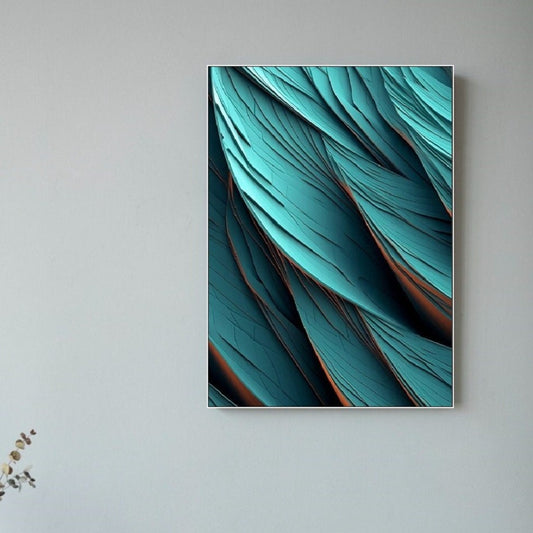 Large abstract canvas print, impression 3d wall art, blue floater frame artwork, conceptual hanging wall decor, framed living room wall art