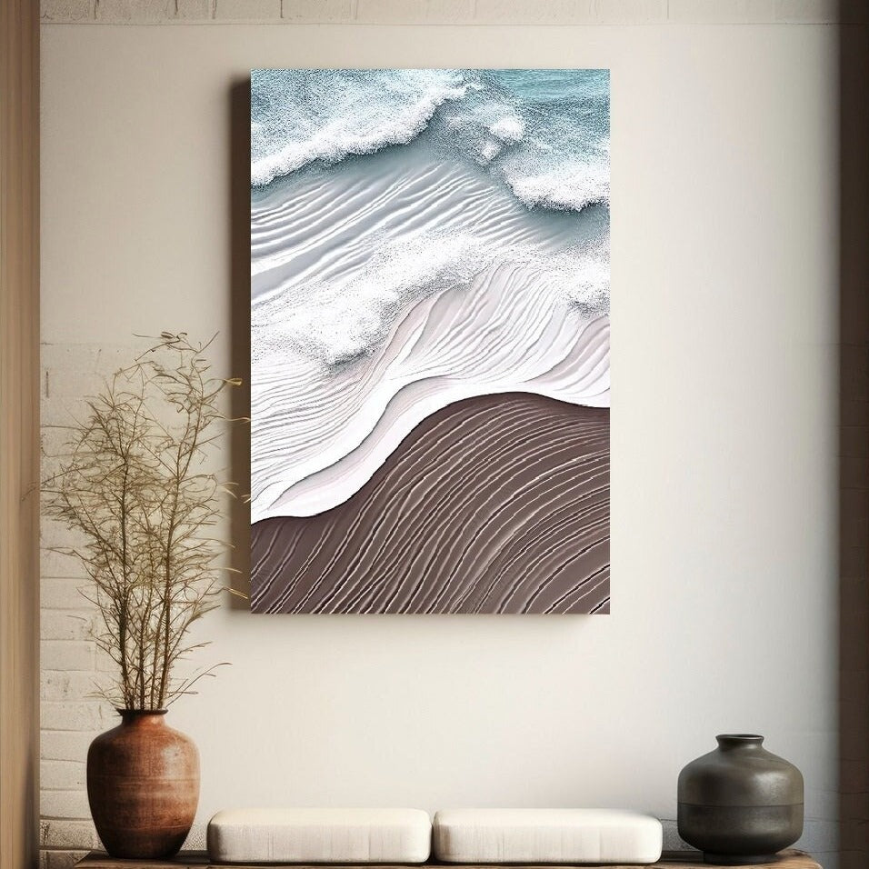 Wave wall art, framed abstract canvas print, large floater frame wall hanging decor, impression living room artwork, modern canvas print