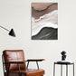 Abstract framed wall art, wave hanging wall decor, brown floater frame canvas print, large printable living room artwork, impression artwork