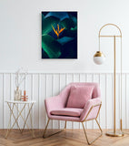 Botanical wall art, large banana leaves canvas print, floral floater frame artwork, green tropical wall art, modern living room artwork