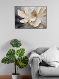 Floral large canvas wall art, floater frame watercolor artwork, printable framed white flower wall art, botanical bedroom hanging wall decor