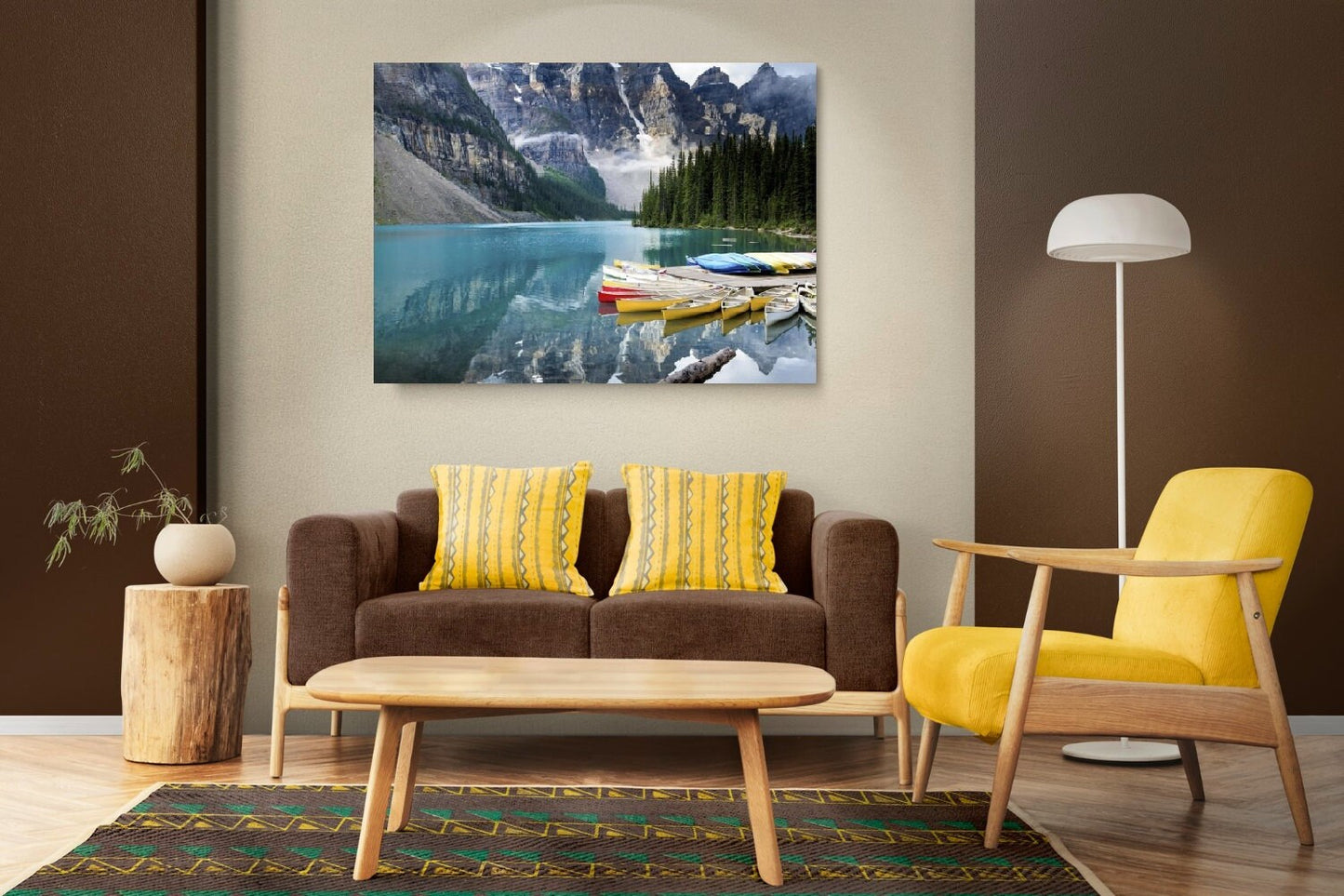 Beautiful landscape wall art, floater frame mountains canvas print, printable river artwork, nature wall hanging decor, living room wall art